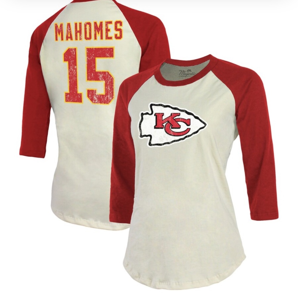KC chiefs baseball raglan sleeve Mahomes jersey long sleeve tee size medium